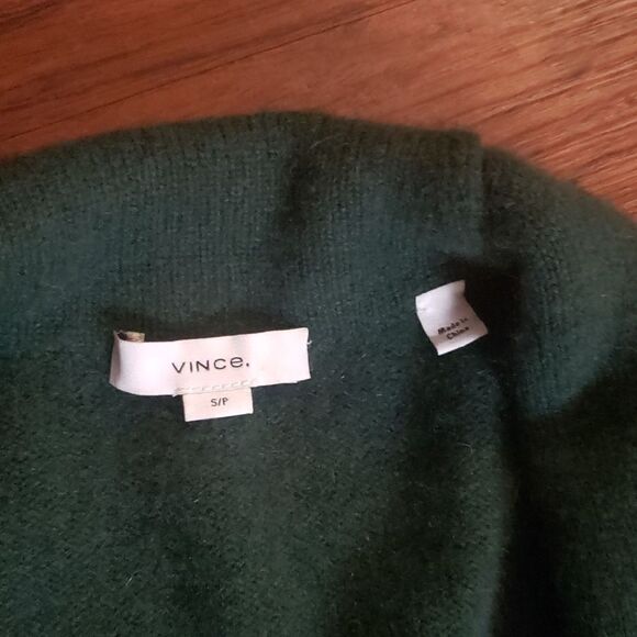 Vince Green Chic Feminine Workcore Chunky Knit 100% Cashmere Cardigan Size Small - Picture 2 of 5